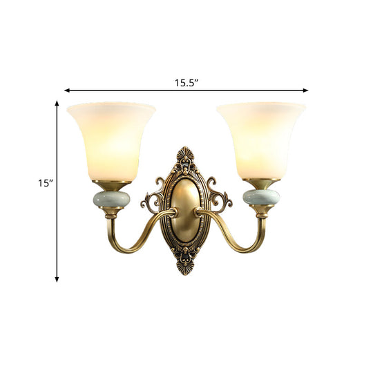Frosted Glass Wall Lamp With Vintage Brass Finish For Bedside And Lighting