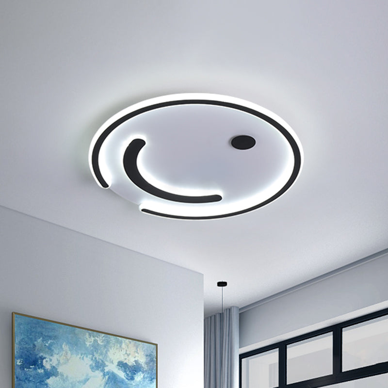 Sleek Round Led Flushmount Lamp In Black/Gold Or White/Warm Light For Bedroom Ceiling