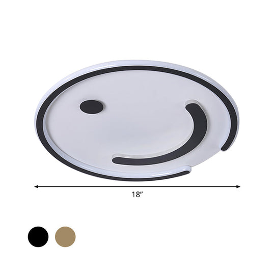 Sleek Round Led Flushmount Lamp In Black/Gold Or White/Warm Light For Bedroom Ceiling