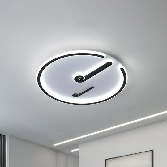 Black/Gold Led Acrylic Shade Ceiling Light For Bedroom - Flushmount Circle Fixture With Warm/White