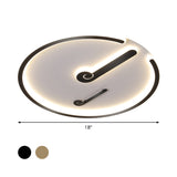 Black/Gold Led Acrylic Shade Ceiling Light For Bedroom - Flushmount Circle Fixture With Warm/White