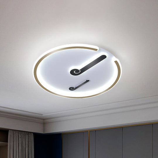 Black/Gold Led Acrylic Shade Ceiling Light For Bedroom - Flushmount Circle Fixture With Warm/White