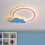 Cloud And Loop Flushmount Lamp For Kids Room Blue/Pink Finish Minimalist Led Acrylic Lighting