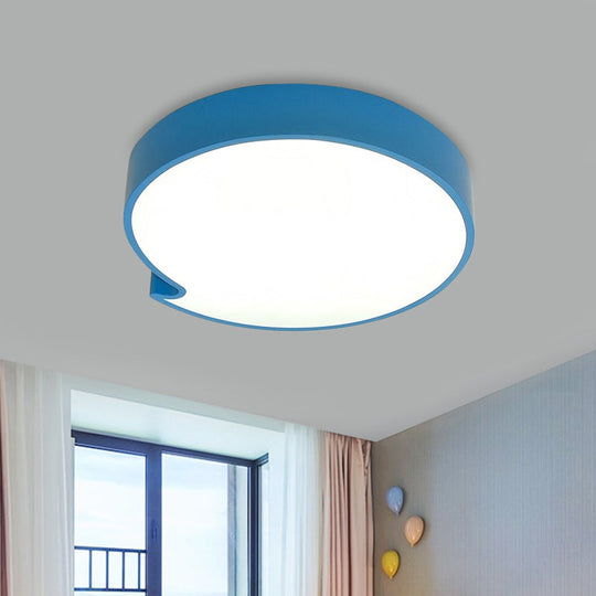 Led Flush Mount Ceiling Light With Minimalist Acrylic Shade And Blue/Yellow Finish