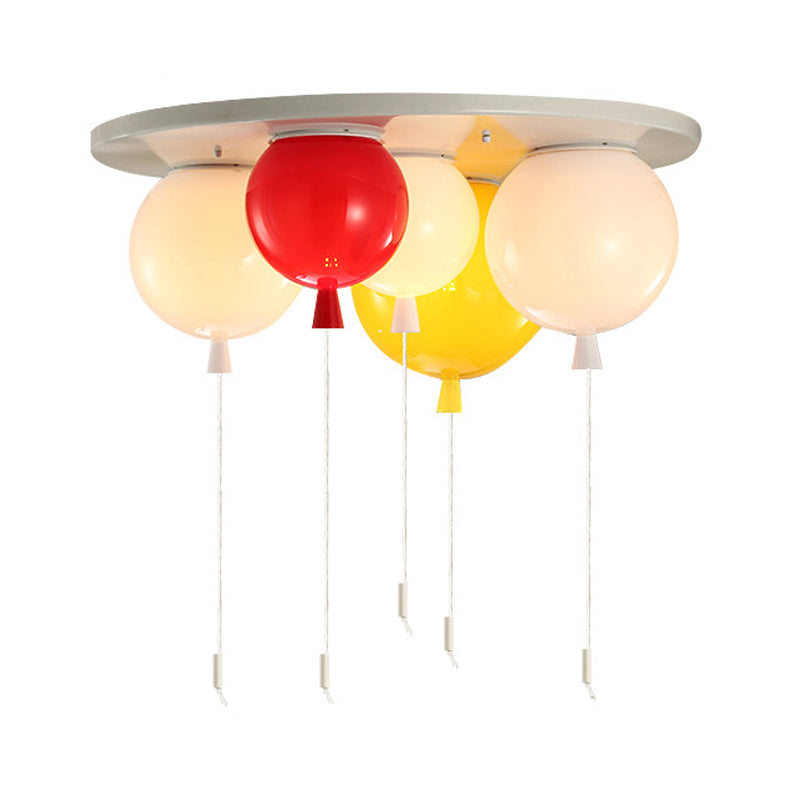 White Flush Mount Acrylic Balloon Ceiling Light Fixture - Nursery Lighting With 3/5 Heads