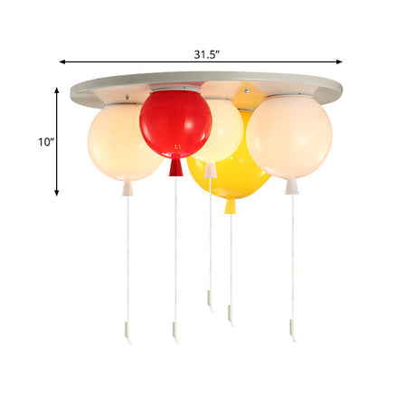 White Flush Mount Acrylic Balloon Ceiling Light Fixture - Nursery Lighting With 3/5 Heads