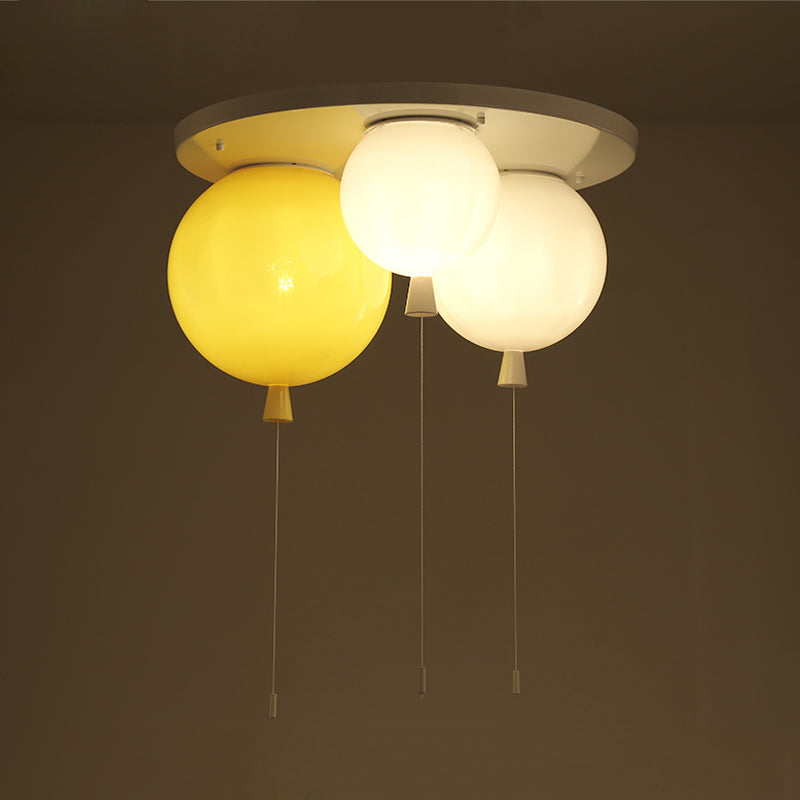 White Flush Mount Acrylic Balloon Ceiling Light Fixture - Nursery Lighting With 3/5 Heads