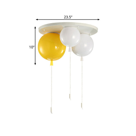 White Flush Mount Acrylic Balloon Ceiling Light Fixture - Nursery Lighting With 3/5 Heads