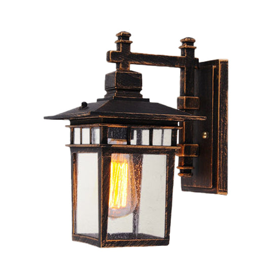 Vintage Birdcage Wall Light - Single Head Clear Glass Lamp In Bronze
