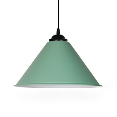 Retro Style Metal Cone Shade Ceiling Light Fixture Black/Gray/White 1-Light Hanging Lamp For Bedroom