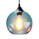 Industrial Pendant Light With Globe Glass Shade In Red Blue Or Grey - 8’/10’ Wide Black / 8’