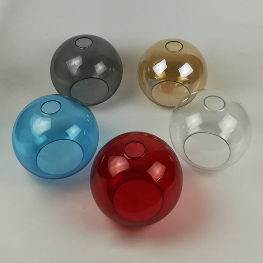 Industrial Pendant Light With Globe Glass Shade In Red Blue Or Grey - 8’/10’ Wide Black