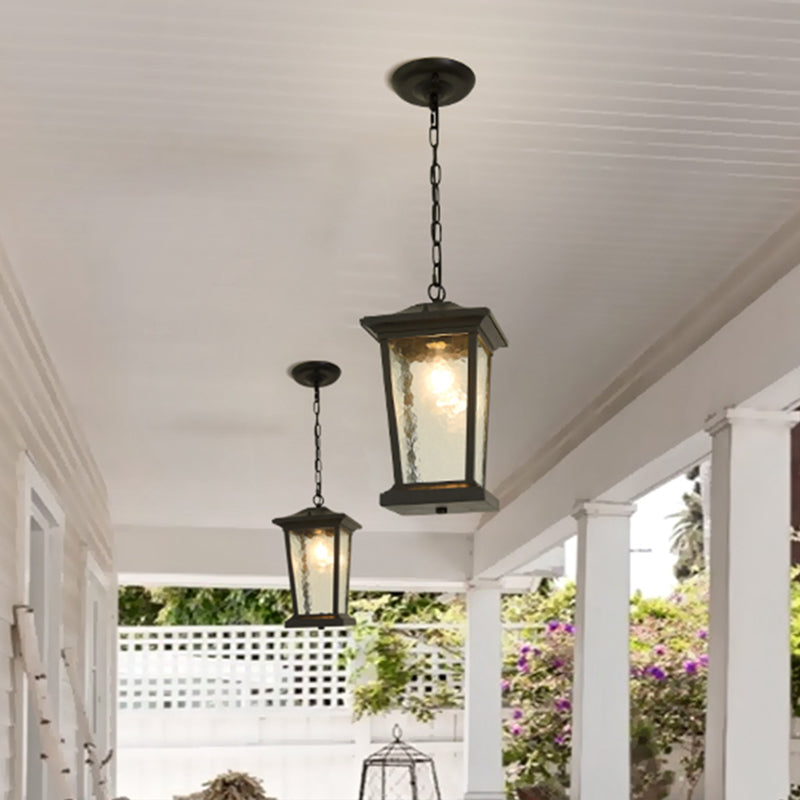 Black Countryside Single Head Birdcage Pendant Ceiling Light With Water Glass