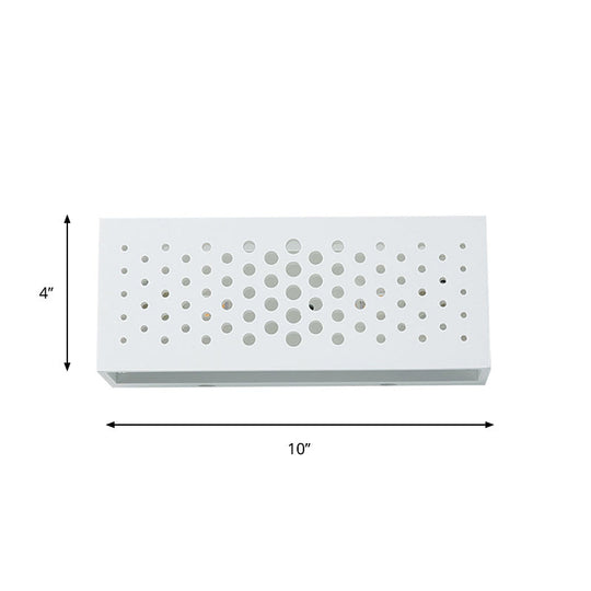 Laser Cut Minimalist Rectangle Box Wall Sconce: White Gypsum 1 Head Bedroom Light Fixture