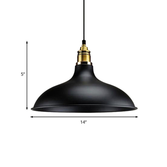 Modern Black Hanging Lamp With Bowl Shade - Adjustable Cord Loft Style Indoor Ceiling Light Fixture