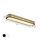 Modern Crystal-Encrusted Led Flush Mount Ceiling Lamp - 15/19/23 Long Black/White