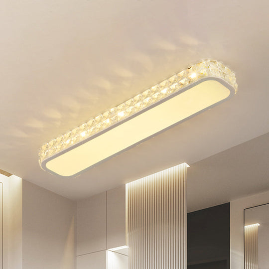 Modern Crystal-Encrusted Led Flush Mount Ceiling Lamp - 15/19/23 Long Black/White White / 15