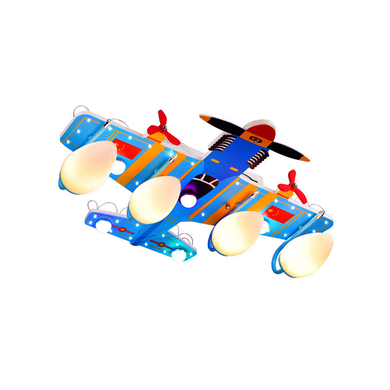 Blue Jet 4 - Head Ceiling Light For Boy’s Bedroom - Kids Style Acrylic Semi Flush Mount