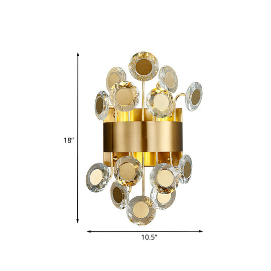 Mid Century Gold Finish Crystal Wall Sconce With Integrated Led Lighting