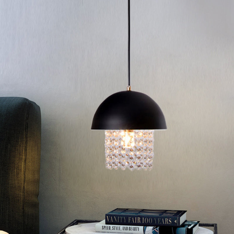 Black Onion Drop Pendant Metal Lamp With Crystal Fringe - Modern Nordic Style For Dining Table