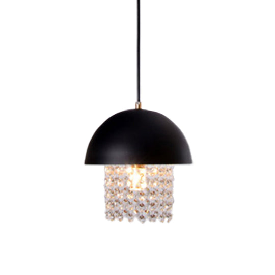 Black Onion Drop Pendant Nordic Metal Dining Table Lamp With Crystal Fringe