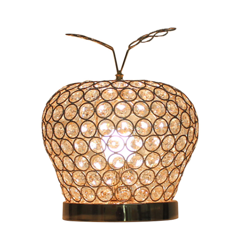 Caterina - Modern Crystal Apple Night Stand Lamp Creative 1-Light Hotel Table Lighting In Silver