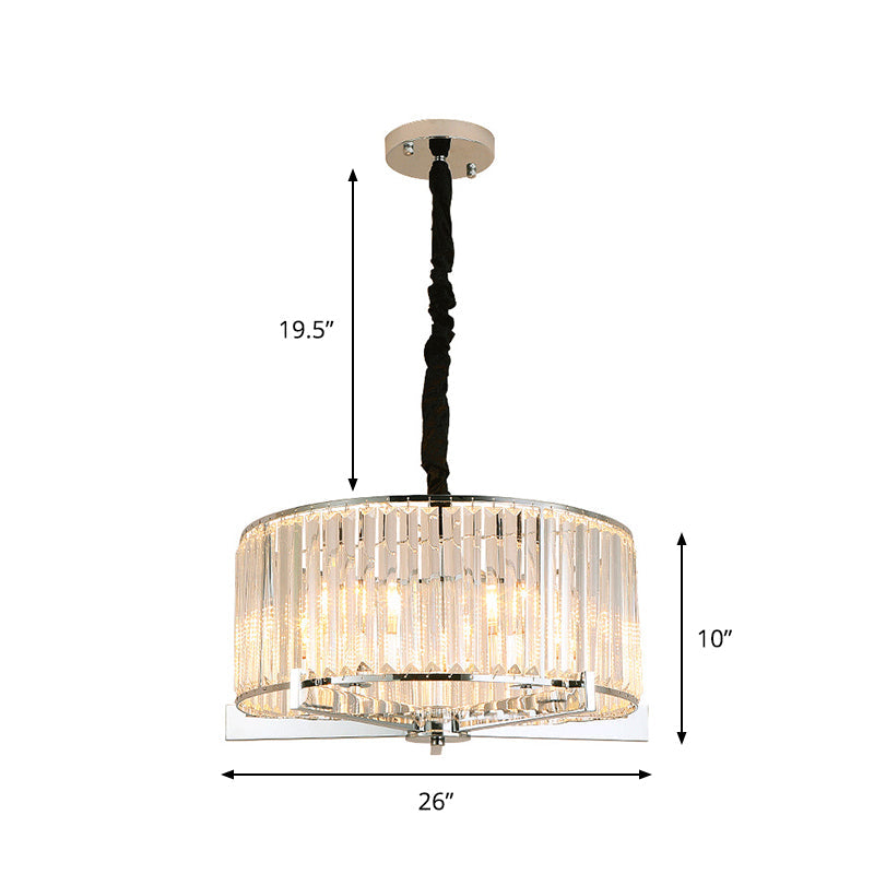 5/6-Head Modern Drum Crystal Chandelier: Stylish Ceiling Light For Table