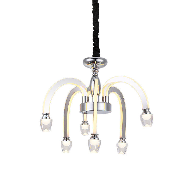 Stainless Steel Modern Drooping Chandelier For Dining Room - Led Hanging Light Kit