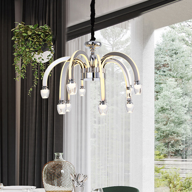 Stainless Steel Modern Drooping Chandelier For Dining Room - Led Hanging Light Kit