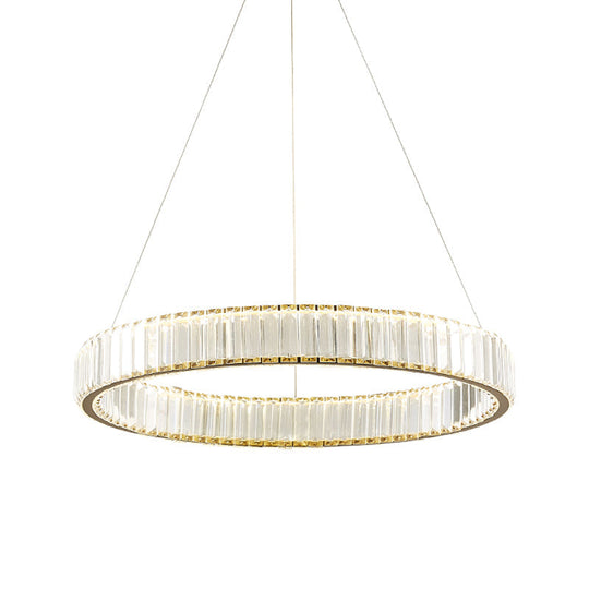 Sleek Silver Crystal Led Chandelier Pendant For Minimalistic Ribbed Bedroom Lamp 16’/23.5’ Dia