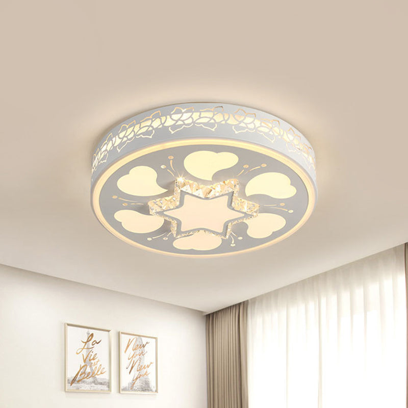 Modern Led Crystal Ceiling Light With Unique Side Design Star/Flower Flush Mount In White / Star