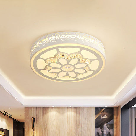 Modern Led Crystal Ceiling Light With Unique Side Design Star/Flower Flush Mount In White