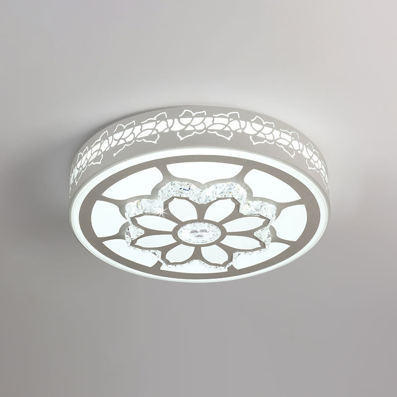 Modern Led Crystal Ceiling Light With Unique Side Design – Star/Flower Flush Mount In White