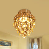 Modern Chrome Single-Bulb Crystal Ceiling Flush Mount Light