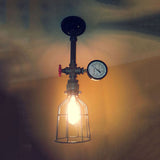 Vintage Style Black Metal Cage Ceiling Light - 1 Tapered Design Semi Flush Mount For Restaurants