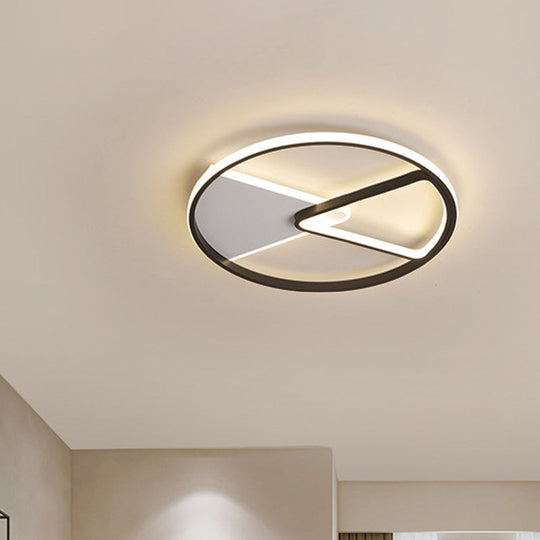 Modern Sector Frame Flushmount Led Bedroom Light - 16.5’/20.5’ Acrylic Black/White/Warm White
