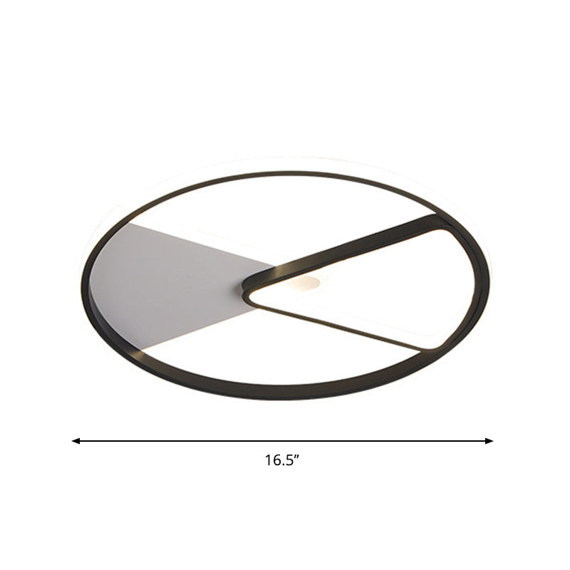 Modern Sector Frame Flushmount Led Bedroom Light - 16.5’/20.5’ Acrylic Black/White/Warm White