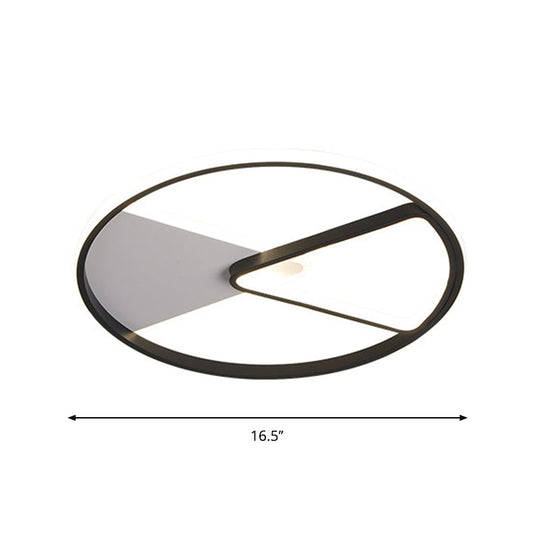 Modern Sector Frame Flushmount Led Bedroom Light - 16.5’/20.5’ Acrylic Black/White/Warm White