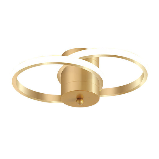 Modern Led Gold Flush Mount Ceiling Lamp - Acrylic Dual Loop Light Fixture For Corridor