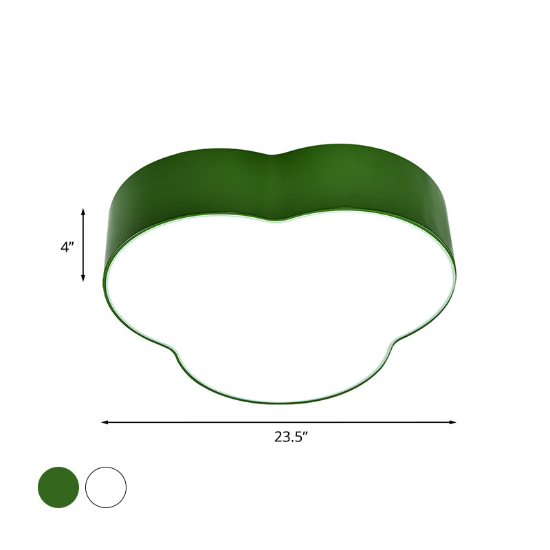 Nursery School Petals Flush Mount Lamp - Cartoon Acrylic Led Ceiling Light (White/Green)