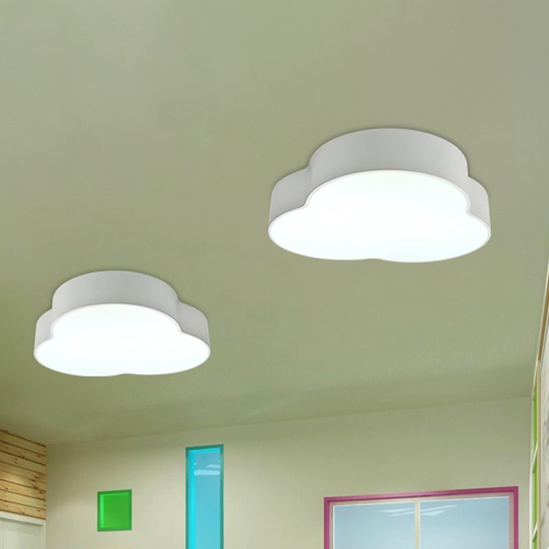 Nursery School Petals Flush Mount Lamp - Cartoon Acrylic Led Ceiling Light (White/Green)