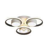 Modern Crystal Ball Circle Ceiling Lamp - 3/5 Lights Flush Mount For Bedroom In Black & White
