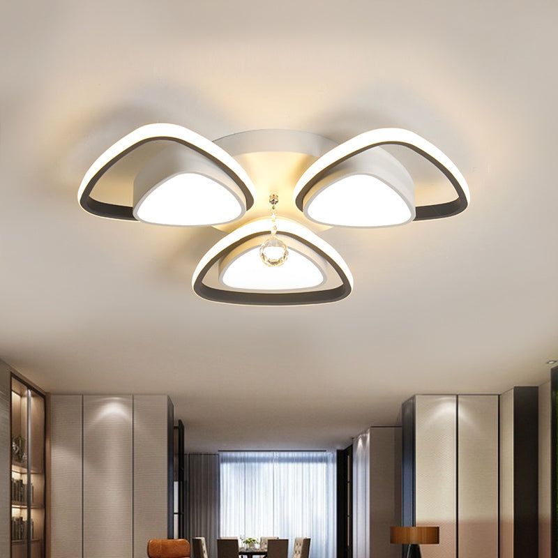 Minimalist Triangle Flush Mount Crystal Ball Ceiling Light In Black And White - 3/5 Bulb Option 3 /