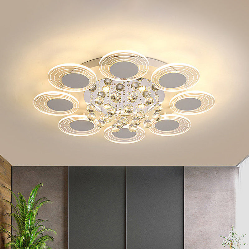 Contemporary Led Crystal Ball Flushmount Ceiling Lamp Wide 25.5/31.5 - Perfect For Living Room