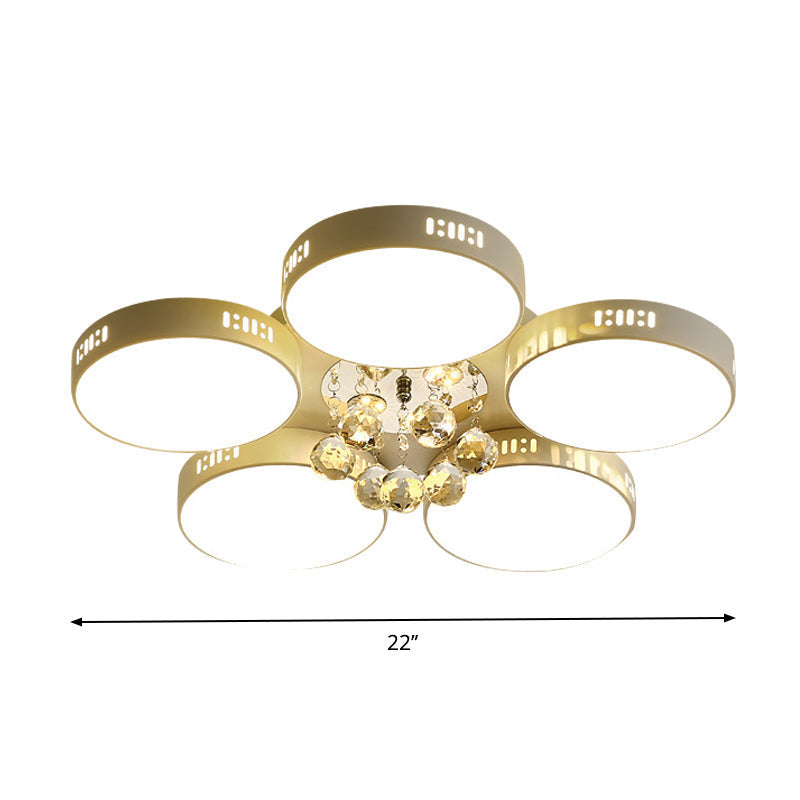 Contemporary Led Flush Mount Ceiling Lamp In White - 22/31.5 Circular Crystal Orb Design For