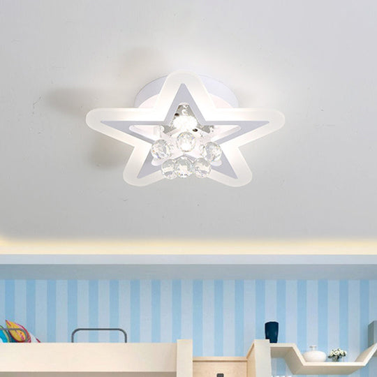 Minimalist Led Star Ceiling Light Fixture White Acrylic Flushmount Crystal Sphere 16’/19.5’ Wide