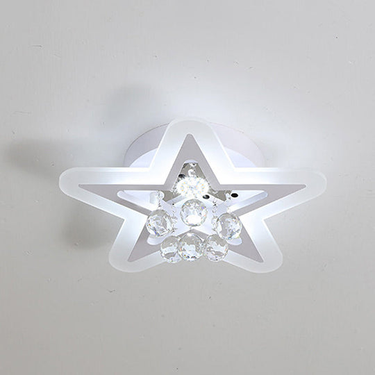 Minimalist Led Star Ceiling Light Fixture White Acrylic Flushmount Crystal Sphere 16’/19.5’ Wide