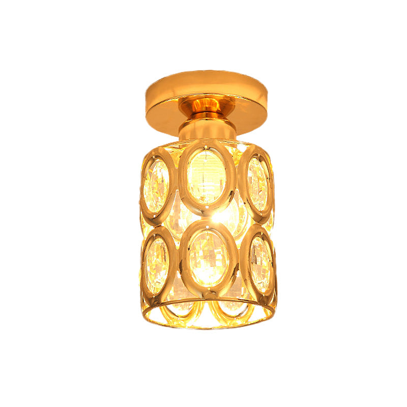 Modern Gold Crystal Flush Light For Corridors - Recessed 1 - Light Mount