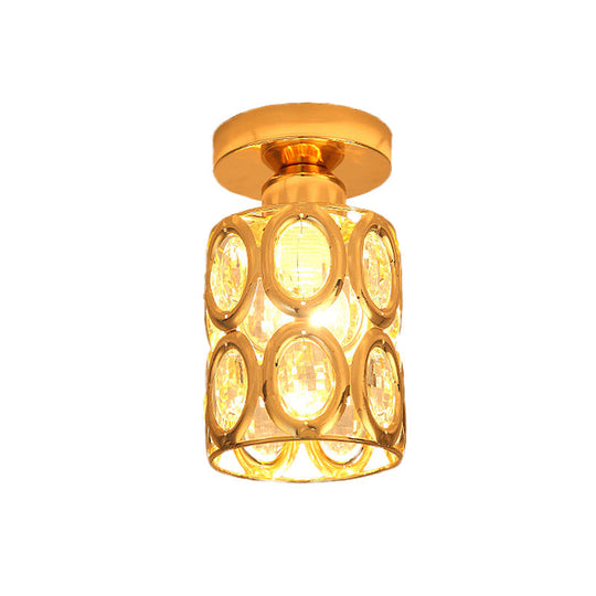 Modern Gold Crystal Flush Light For Corridors - Recessed 1 - Light Mount