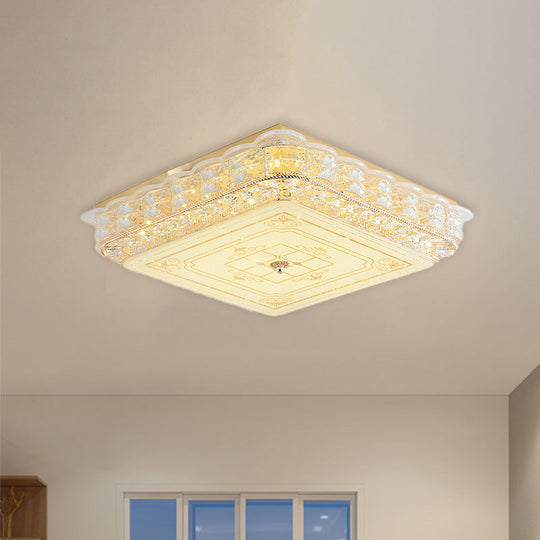 Contemporary Crystal Led Ceiling Lamp With Gold Flush Mount For Bedroom